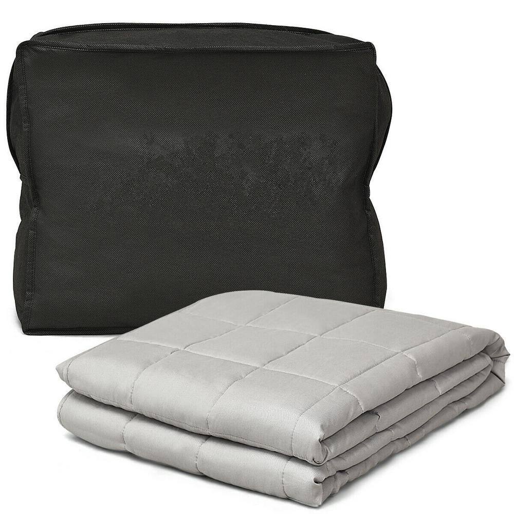Gymax Weighted Blanket 25 lbs. Queen/King Size Cotton Blanket Glass
