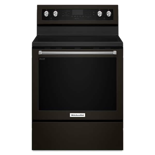 KitchenAid 6.4 cu. ft. Electric Range with Self-Cleaning Convection Oven in PrintShield Black Stainless