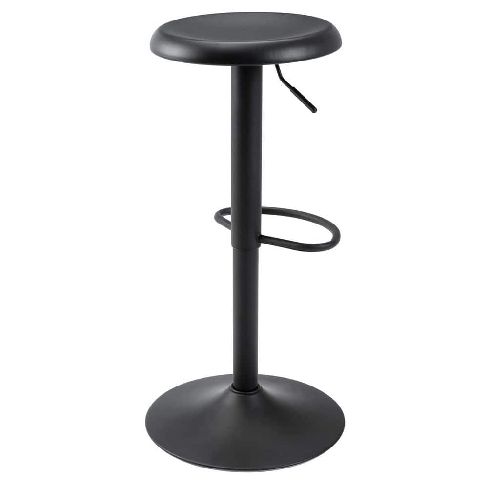 32 in. H. Swivel Round Metal Airlift Backless Counter Height Adjustable Black Bar Stool for Dining Room (1 Pc)