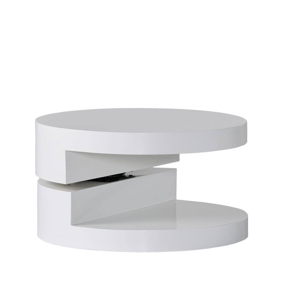 Modernesque Rotating Small Circular Mod Swivel Coffee Table 3, White