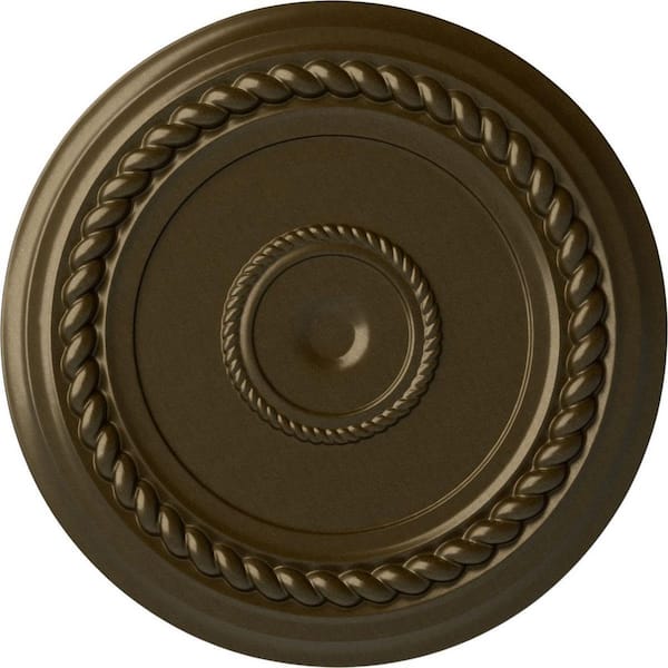Ekena Millwork 19-5/8" x 1-1/2" Alexandria Rope Urethane Ceiling Medallion (Fits Canopies upto 4-5/8"), Brass