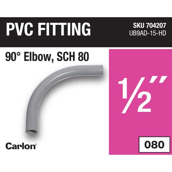 1/2 in. 90-Degree Schedule 80 Standard Radius Electrical Plain End Elbow (UB9AD-15-HD)