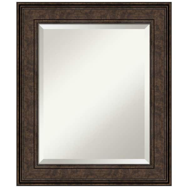 Amanti Art Medium Rectangle Satin Bronze/Copper Metallic Beveled Glass Modern Mirror (25.5 in. H x 21.5 in. W)