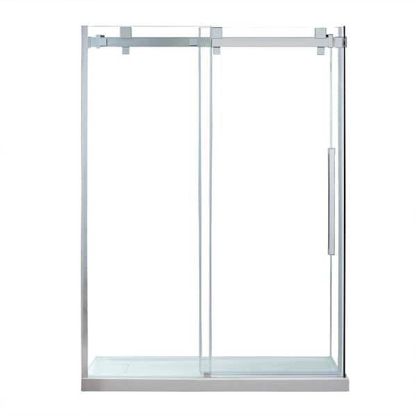 OVE Decors Chester 32 in. L x 60 in. W x 78.74 in. H Corner Shower Kit with Sliding Frameless Shower Door and Shower Pan in Chrome