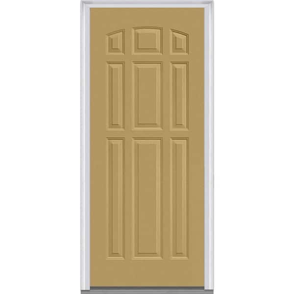 MMI Door 36 in. x 80 in. Left-Hand Inswing 9-Panel Classic Painted Fiberglass Smooth Prehung Front Door