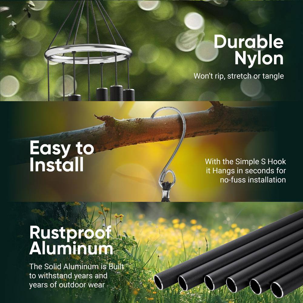 Nature's Melody 42" Black Aluminum Outdoor Wind Chimes