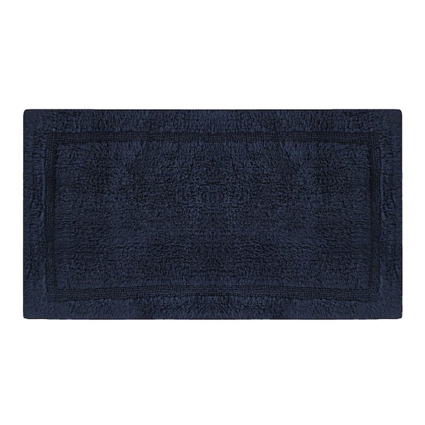 Organic Cotton Reversible Bath Mat, 3000 GSM, GOTS Certified, Quick-Drying Bathroom Rug-Navy Blue, 30 in. x 50 in.