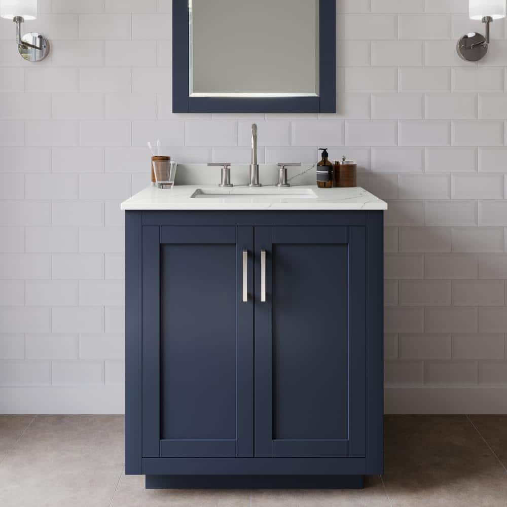 Miranda 30 in. W x 22 in. D x 33.75 in. H Single Bath Vanity in Dark Blue with Giotto Quartz Top price history on PriceWatchPro