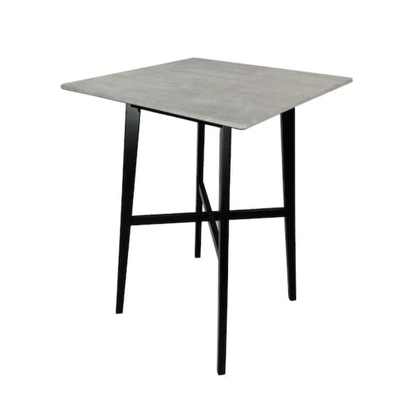 Ashi Black and Gray Wood 31.35 in. 4-Legs Dining Table Seats-4