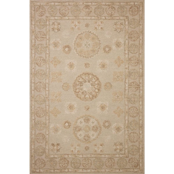 Chris Love Julia Dorothea Dove / Natural 2 ft. 6 in. x 7 ft. 6 in. Traditional Runner Rug