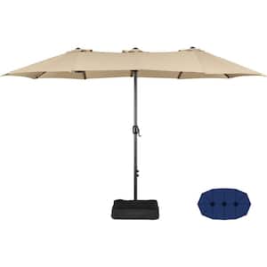 13 ft. Twin Patio Parasol Triple-size Outdoor Umbrella Tan
