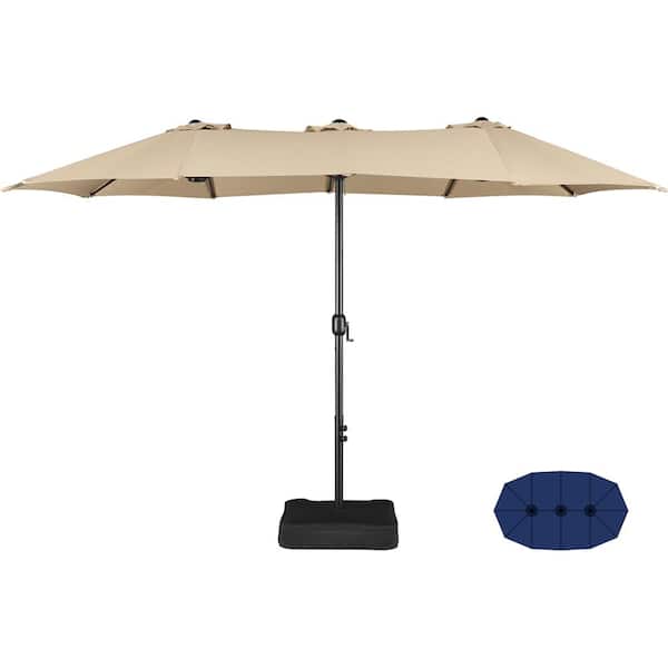 Yaheetech 13 ft. Twin Patio Parasol Triple-size Outdoor Umbrella Tan