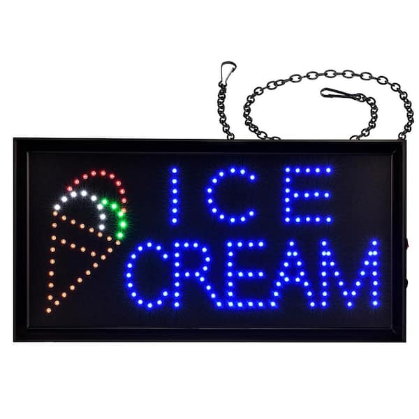 19 in. x 10 in. LED Rectangular Ice Cream Sign with 2 Display Modes