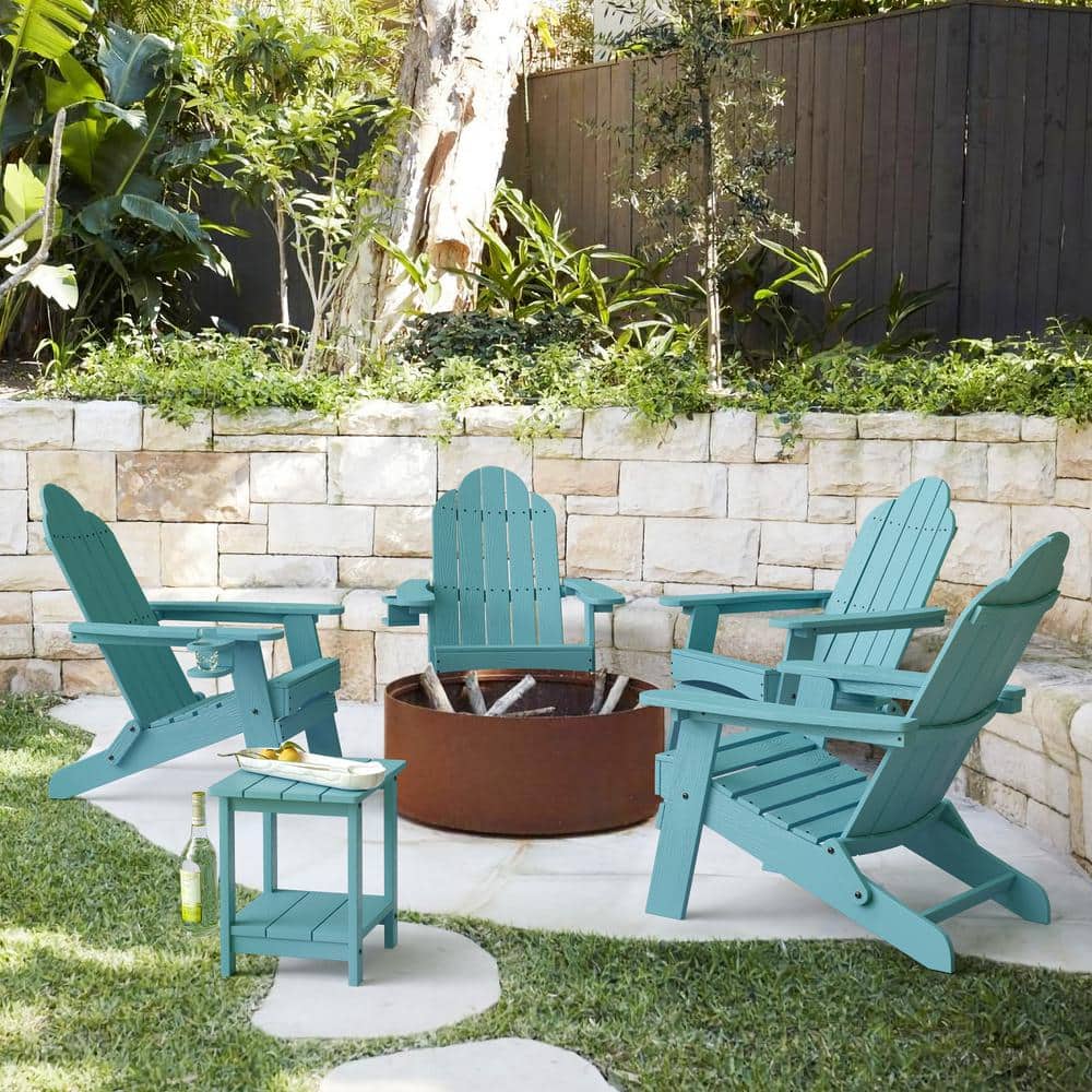 Corlekala Tiffany Blue Folding Adirondack Chair Weather Resistant