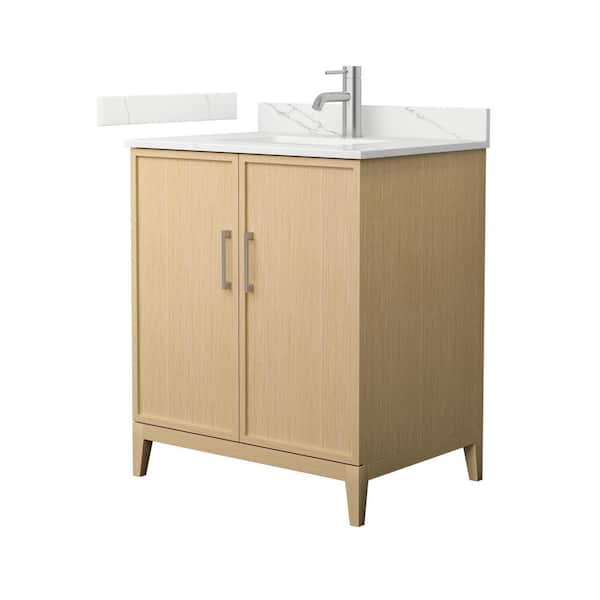 Wyndham Collection Elan 30 in. W x 22 in. D x 35 in. H Single Bath Vanity in White Oak with Giotto Quartz Top