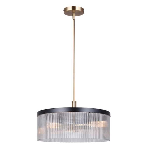 Jenner 3-Light Matte Black and Gold Glam Chandelier for Dining Rooms and Living Rooms