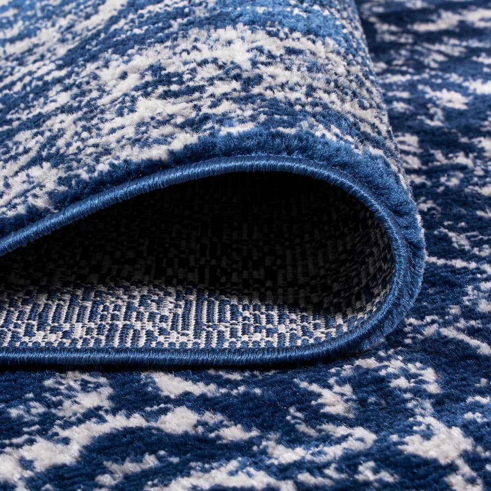 Handmade Reversible Synthetic Navy Blue 4' x 6' Area Rug