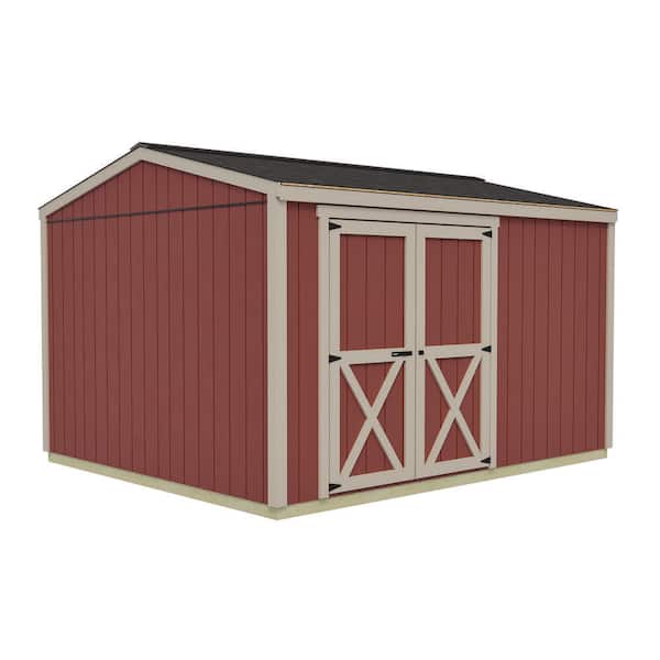 Handmade Haven 12 ft. x 10 ft. Wood Shed Kit with Spacious Barn Doors and Fortress Floor