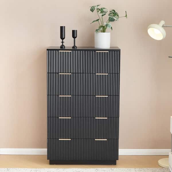 Karl home Black 6 Drawer 28. 35 in. Wide Chest of Drawers