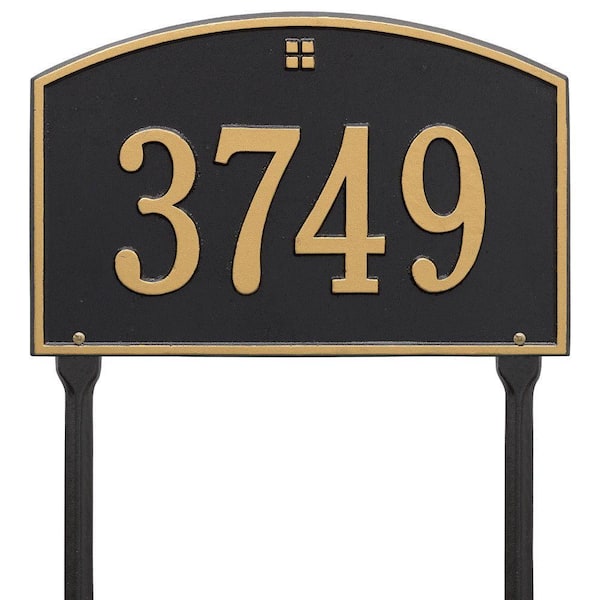 Whitehall Products Cape Charles Standard Rectangular Black/Gold Lawn 1-Line Address Plaque