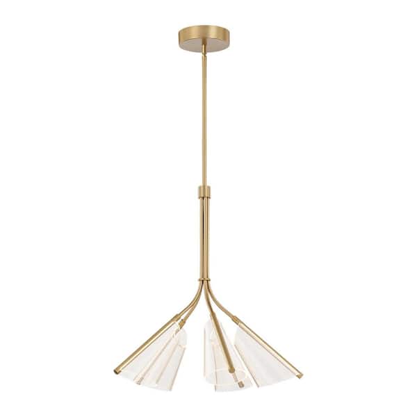 Mulberry 28 in. 5-Light 67-Watt Brushed Gold/Light Guide Integrated LED Chandelier