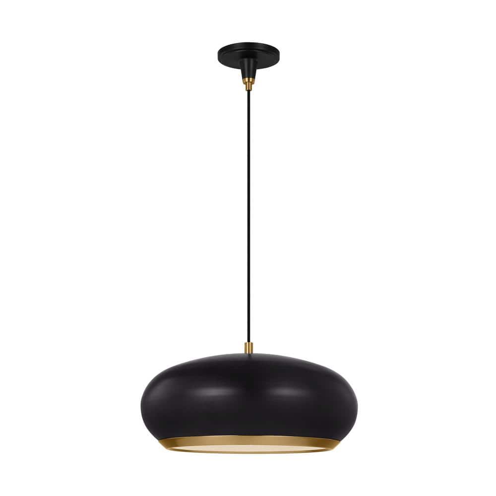 Clasica Aged Iron 18" Bowl Pendant Light with Black Shade