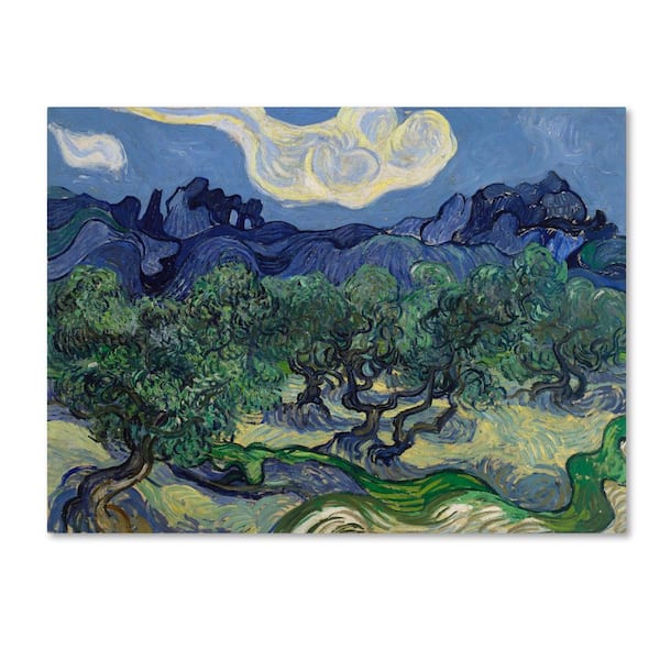 Trademark Fine Art The Olive Trees by Van Gogh Hidden Frame Nature Wall Art 24 in. x 32 in.