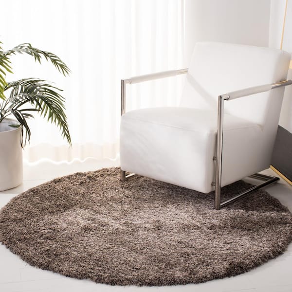 Paris Shag Sable Doormat 3 ft. x 3 ft. Round Solid Area Rug