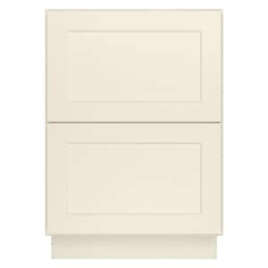 24 in. W x 24 in. D x 34.5 in. H in Antique White Plywood Ready to Assemble Drawer Base Kitchen Cabinet with 2-Drawers