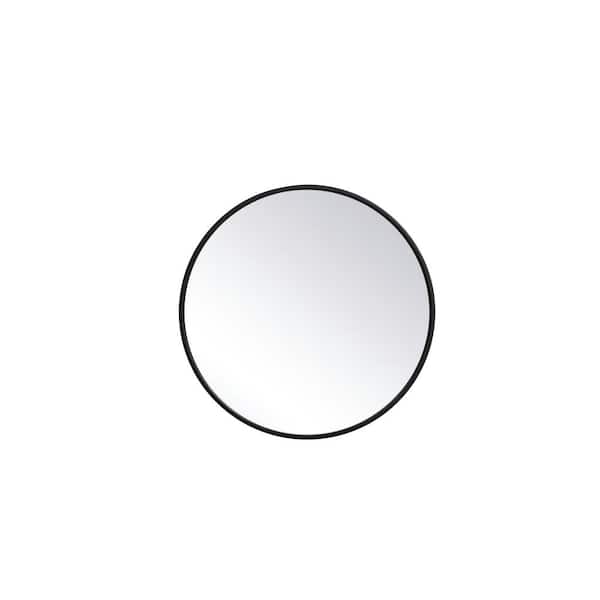 Unbranded Timeless Home 21 in. W x 21 in. H Midcentury Modern Metal Framed Round Black Mirror
