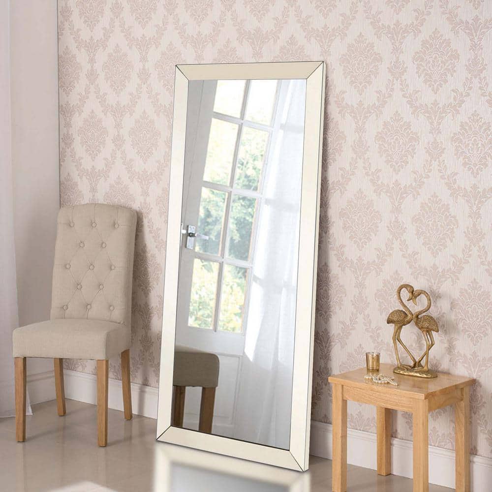 Rectangular Silver Beveled Edge Floor Mirror 70"