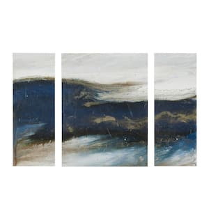 "Rolling Waves" by Blakely Bering Wood Frameless 3-piece Canvas Wall Art Set