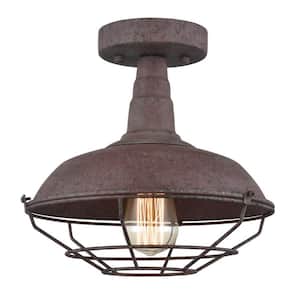 11.26 in. 1-Light Brown Modern Semi-Flush Mount with No Glass Shade and No Bulbs Included 1-Pack