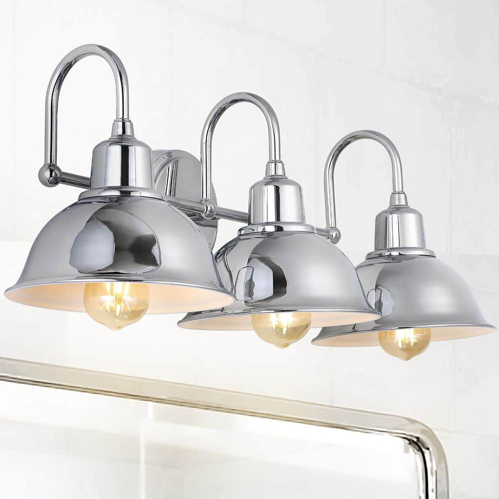 Frisco 26.5" Chrome Polished Metal 3-Light Vanity Fixture