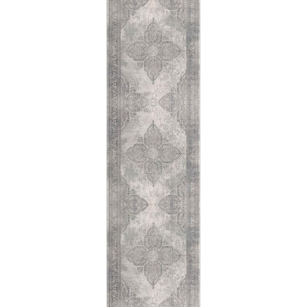 4x18 Rug Rug Branch Havana Grey 2 ft. 3 in. x 18 ft. Traditional Distressed ...
