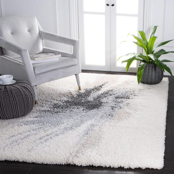 Fontana Shag 8 ft. x 10 ft. Gray/Ivory Abstract Radial Area Rug