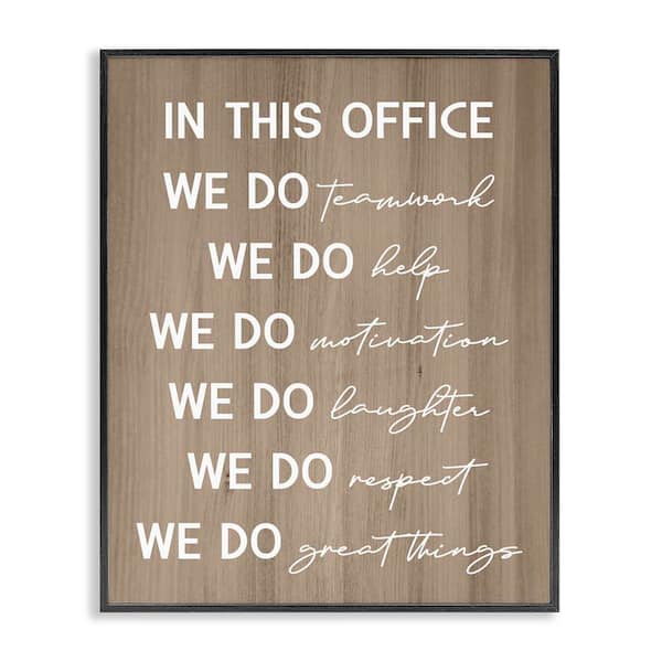 Stupell Industries In This Office Motivational by Daphne Polselli Black Framed Typography Giclee Art Print 30 in. x 24 in.
