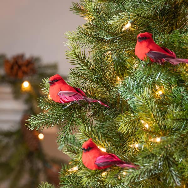 GERSON INTERNATIONAL Set of 24 Vibrant 4.5 in. Cardinal Clip Ornaments