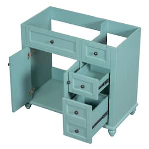 35.4 in. W x 17.9 in. D x 32.99 in. H Bathroom Blue-Green Linen Cabinet