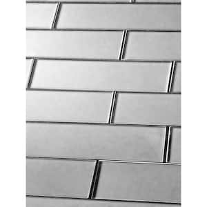 Transitional Design Matte Silver Subway 3 in. x 12 in. Glass Decorative Wall Tile (14 sq. ft./Case)