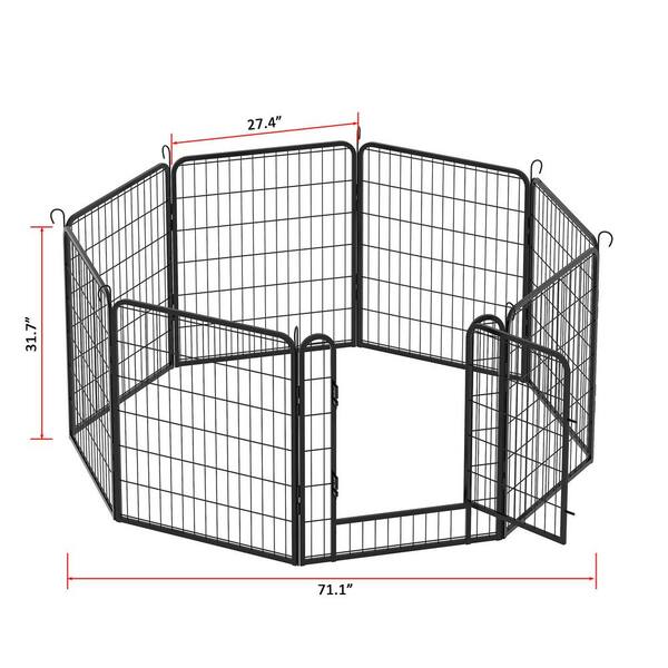 GOGEXX 108 in. L x 108 in. W x 32 in. H 16 Panels Heavy Duty Metal Playpen with door, 31.7 in. H Dog Fence Pet For Outdoor