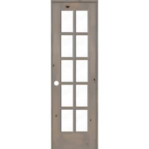 24 in. x 80 in. Knotty Alder Right-Handed 10-Lite Clear Glass Grey Stain Wood Single Prehung Interior Door