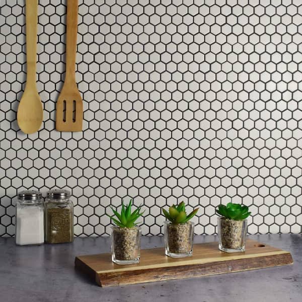 Metro 1 in. Hex Matte White 6 in. x 6 in. Porcelain Mosaic Take Home Tile Sample