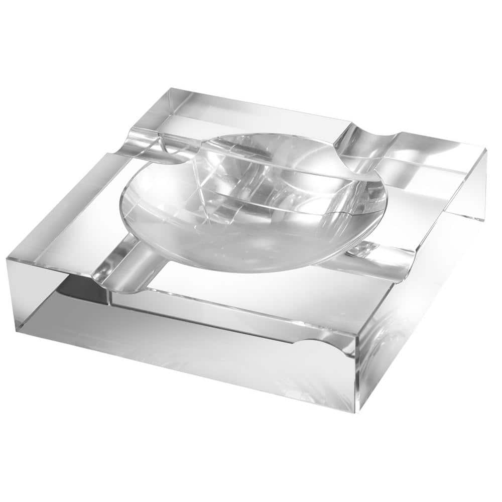 Ashtray, Large Glass Ashtray for cigarette cigar, Clear Crystal Ash trays  Outdoor Glass Spuare Ashtrays (7x7inch)