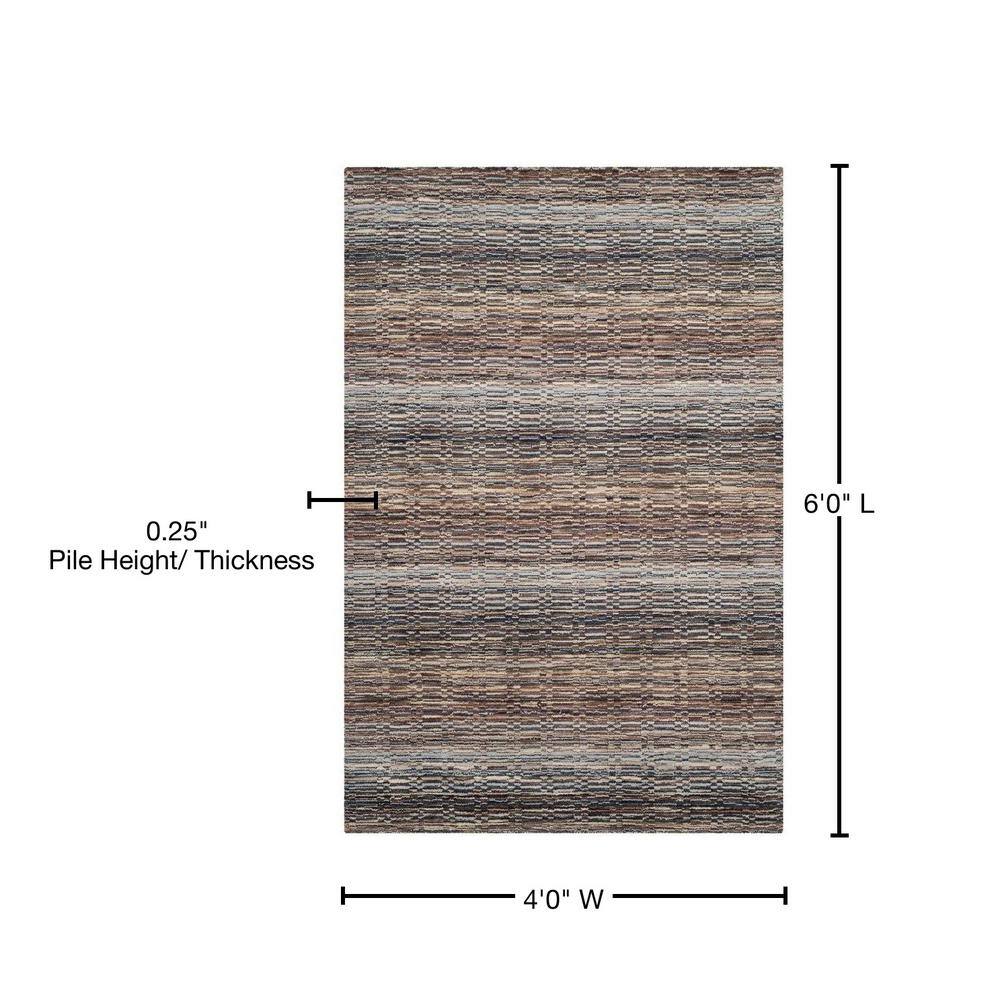 Gray Hand-Knotted Wool 4' x 6' Rectangular Rug