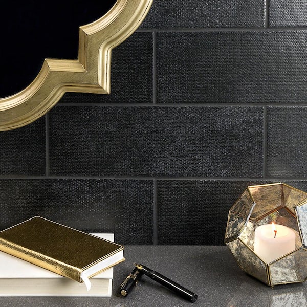 Ivy Hill Tile Piston Camp Black 4 in. x 12 in. Matte Ceramic Wall