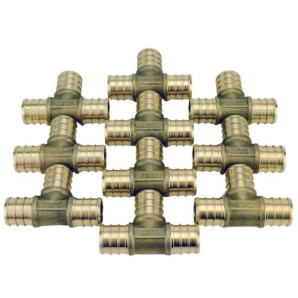 3/4 in. Brass PEX-B Barb Tee (10-Pack)