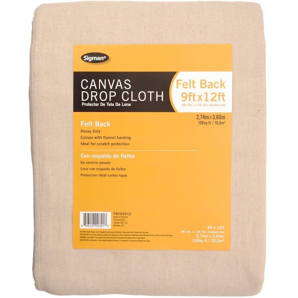 Sigman 8 ft. 6 in. x 11 ft. 6 in. Felt Back Canvas Drop Cloth-DISCONTINUED