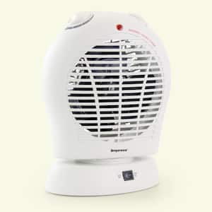 Oscillating White Electric Space Heater Fan with Adjustable Thermostat