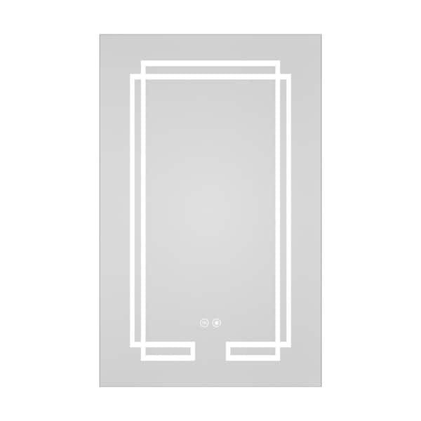 20 in. W x 32 in. H Rectangular Aluminum Surface Mount LED Medicine Cabinet with Mirror and Lighted, Defogger